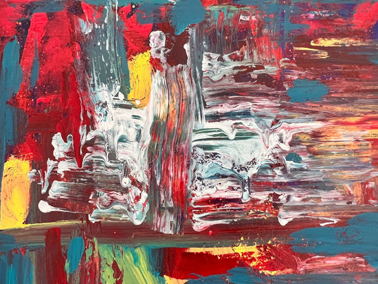 Where Fire Meets Water - original abstract acrylic painting by Malibu artist ArtiR, close-up detail