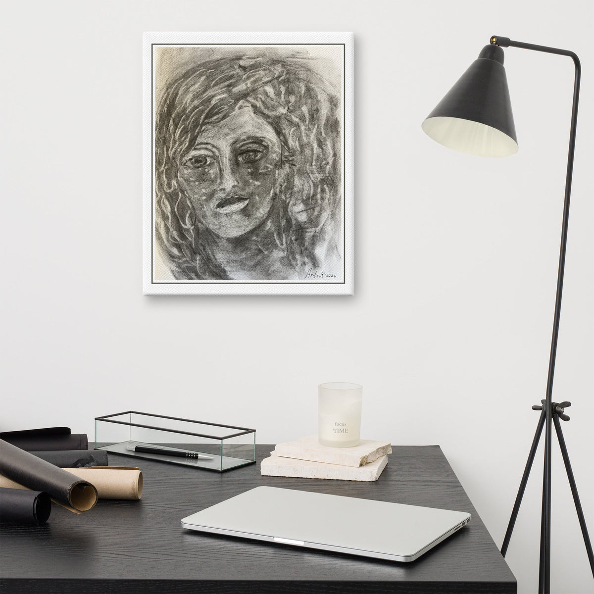 Canvas print in a room — desk scene