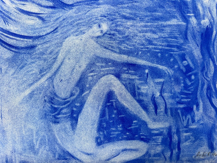 She Dreams in Blue — close-up detail