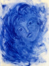Cloud Kissing — original Moroccan blue pigment drawing, signed