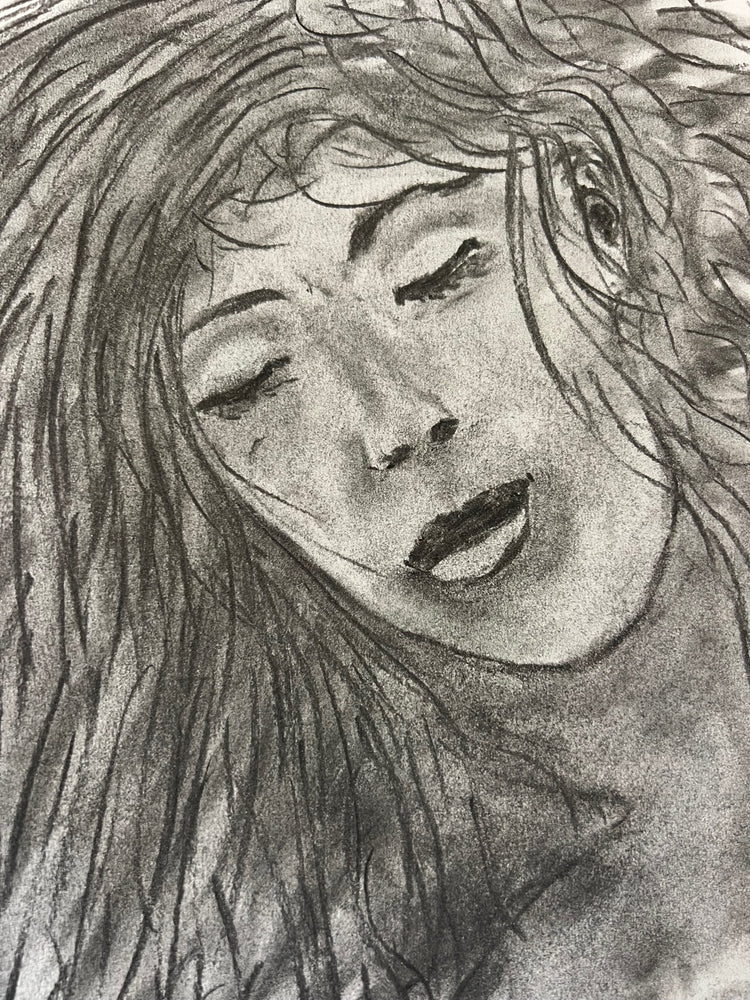 Lucid Dream — close-up detail of the charcoal drawing