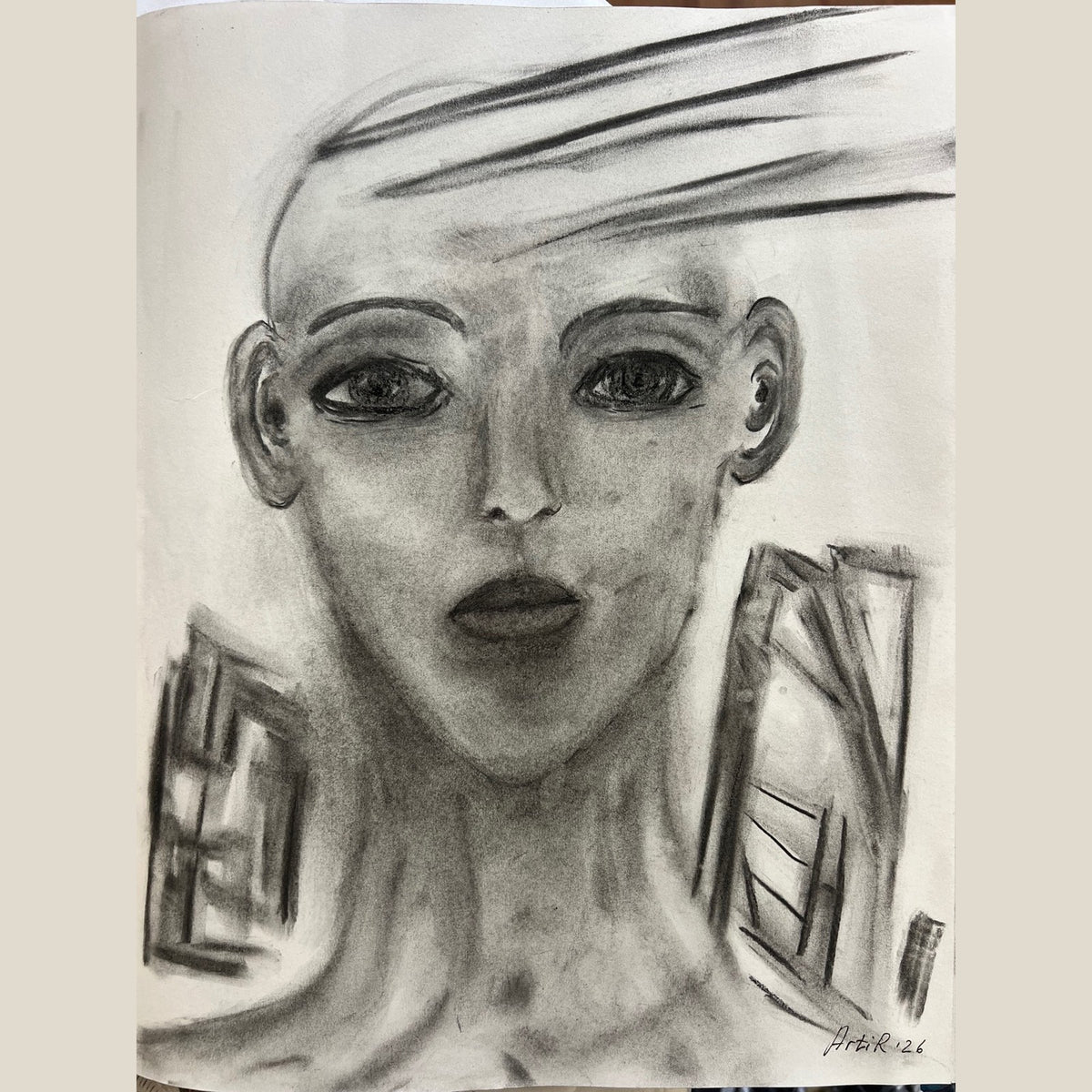 Disclosure — original charcoal drawing by Malibu artist ArtiR