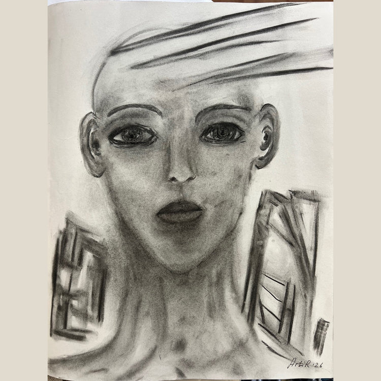 Disclosure — original charcoal drawing by Malibu artist ArtiR