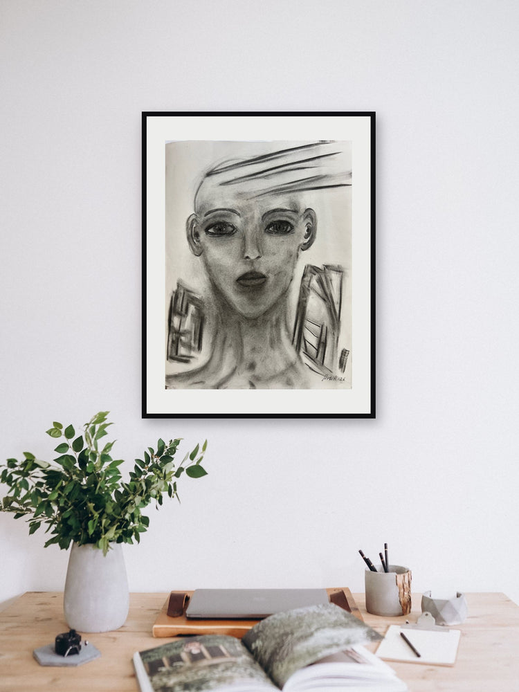 Disclosure — original charcoal drawing by Malibu artist ArtiR