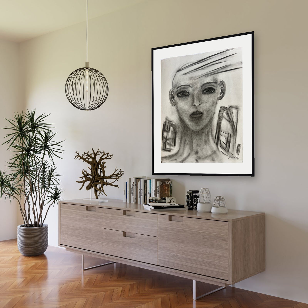 Disclosure — original charcoal drawing by Malibu artist ArtiR