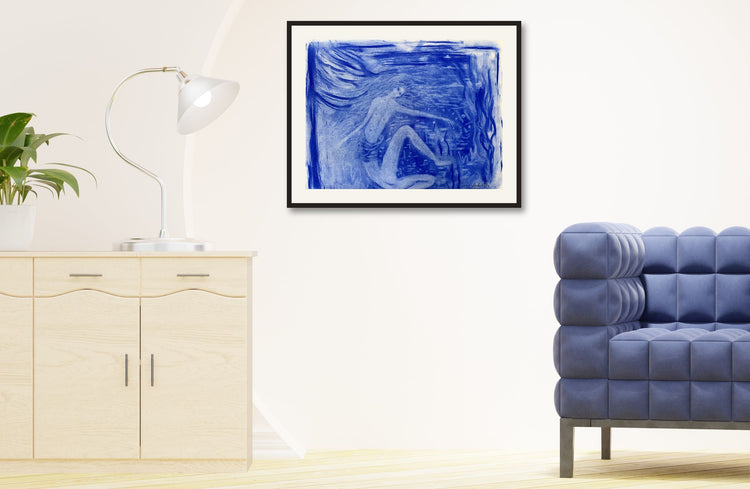 She Dreams in Blue — room preview, blue sofa room