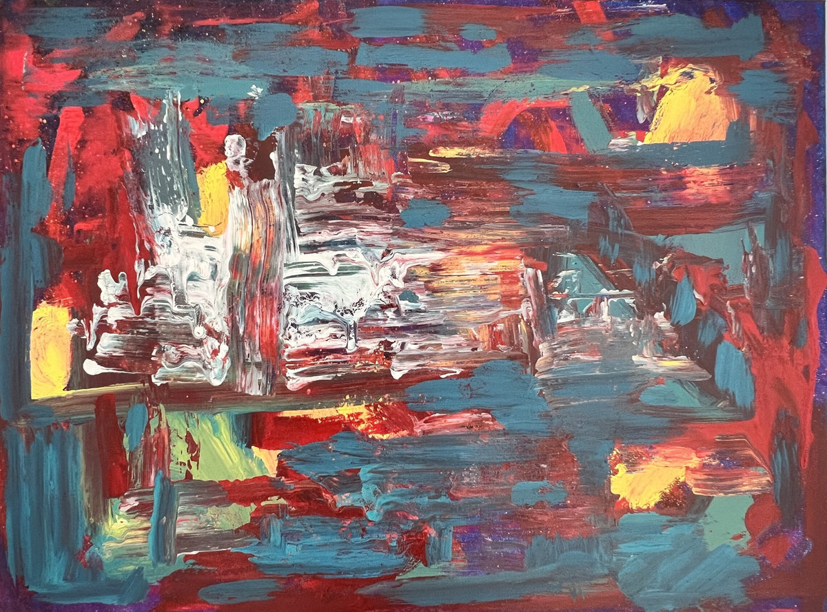 Where Fire Meets Water - original abstract acrylic painting by Malibu artist ArtiR
