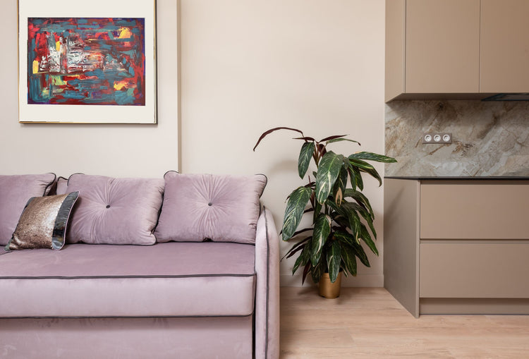 Where Fire Meets Water - original abstract acrylic painting by Malibu artist ArtiR, room view