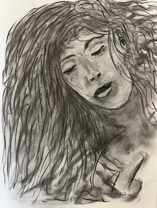 Lucid Dream — original charcoal drawing by ArtiR, signed on the front