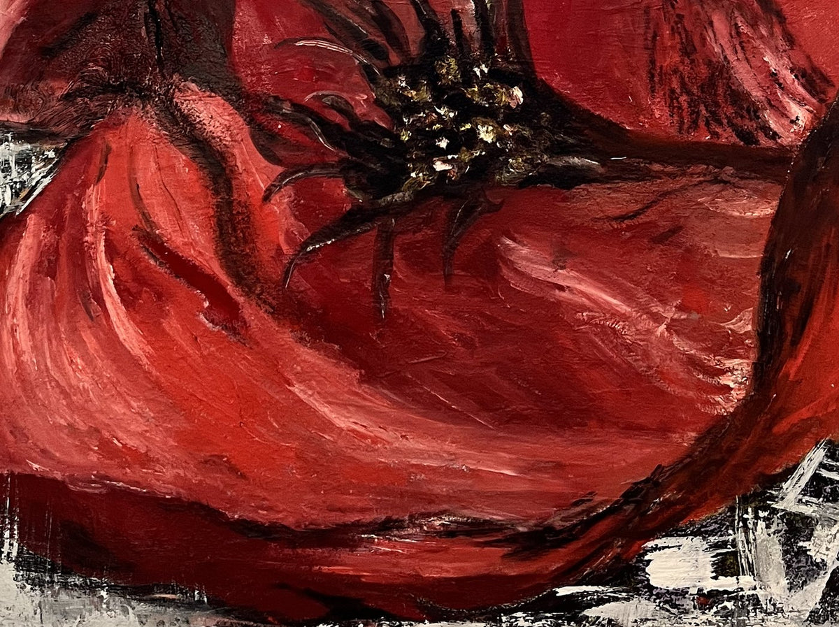 Blessings — original mixed media oil and acrylic painting by Malibu artist ArtiR — close-up detail