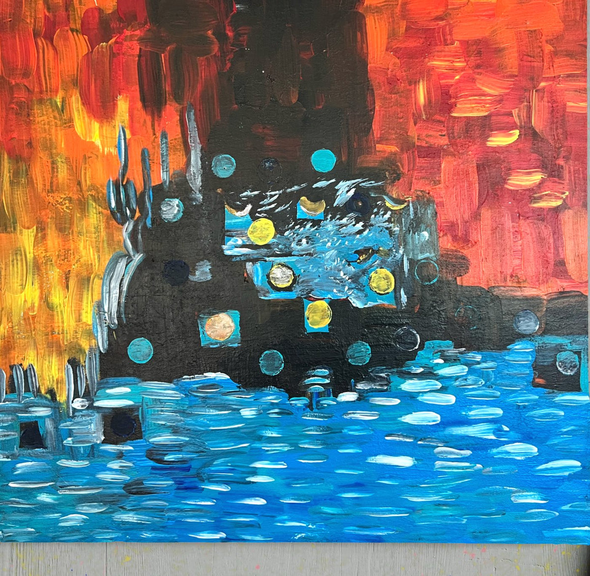 Portals of abundance by ArtiR — original acrylic painting, view 8 — close-up detail