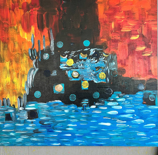 Portals of abundance by ArtiR — original acrylic painting, view 8 — close-up detail