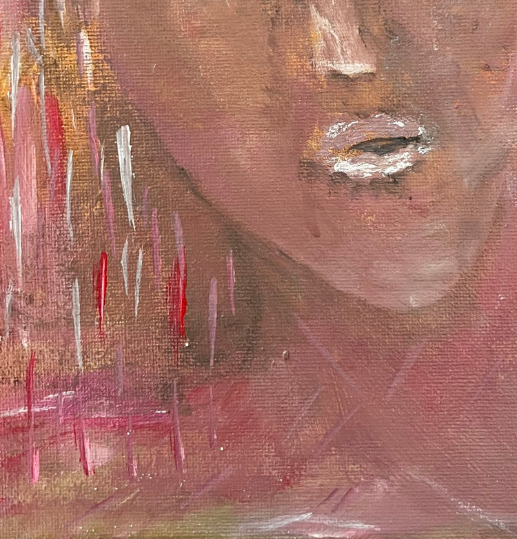 Upgrade — original acrylic painting by Malibu artist ArtiR — close-up detail