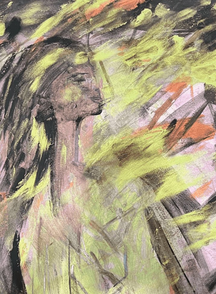 Reflections by ArtiR — original mixed media painting, view 2 — close-up detail