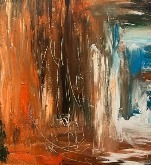 New Beginnings I by ArtiR — original acrylic painting, view 6 — close-up detail