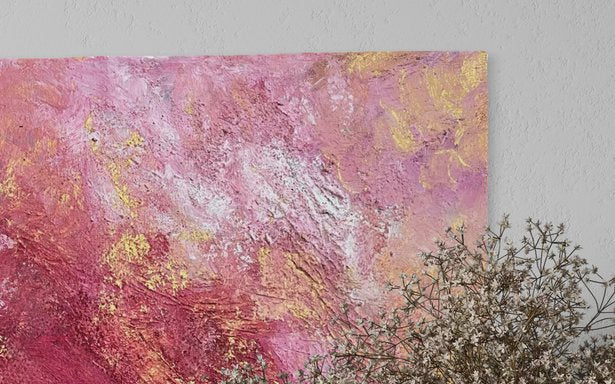Love frequency — original acrylic painting by Malibu artist ArtiR — close-up detail