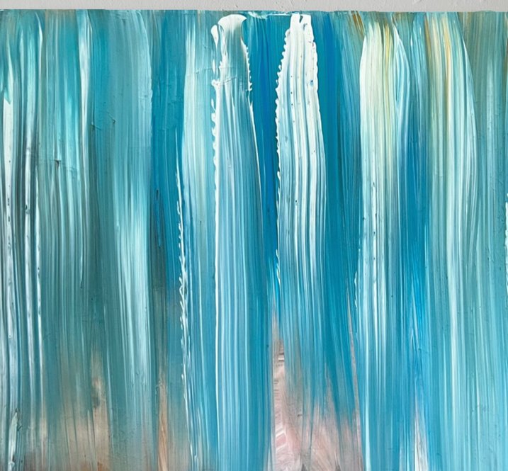 Lost in the Blue — original acrylic painting by Malibu artist ArtiR — close-up detail