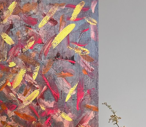 Higher Love — original mixed media painting by Malibu artist ArtiR — close-up detail