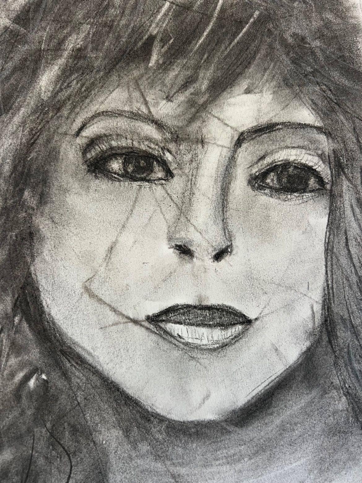 Projecting Reality — close-up detail of the original charcoal drawing by Malibu artist ArtiR