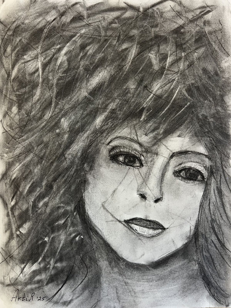 Projecting Reality — original charcoal drawing by Malibu artist ArtiR