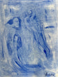 And a Third Is Born — original Moroccan blue pigment drawing, signed on the front by the artist