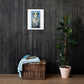 Twin Flames canvas print hanging on a dark wood wall